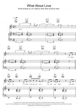 page one of What About Love? (Piano, Vocal & Guitar Chords)