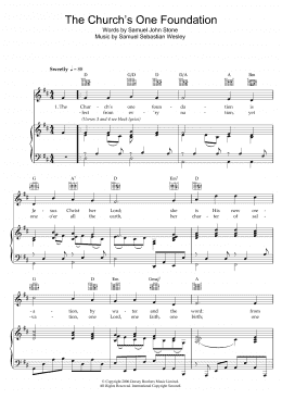 page one of The Church's One Foundation (Piano, Vocal & Guitar Chords)