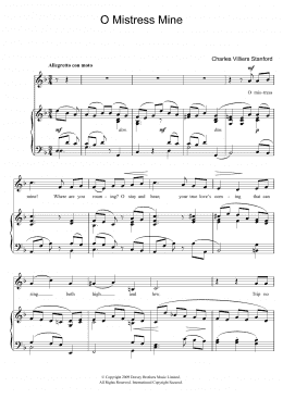 page one of O Mistress Mine (Piano & Vocal)