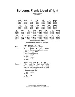 page one of So Long, Frank Lloyd Wright (Guitar Chords/Lyrics)