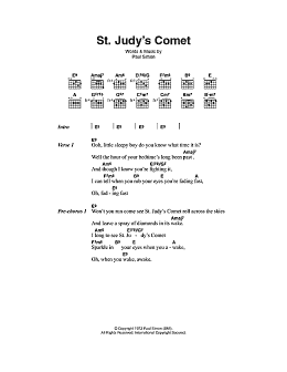page one of St. Judy's Comet (Guitar Chords/Lyrics)