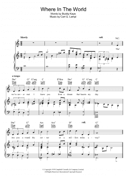 page one of Where In The World (Piano, Vocal & Guitar Chords)