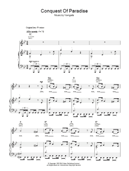 page one of Conquest Of Paradise (Piano, Vocal & Guitar Chords)