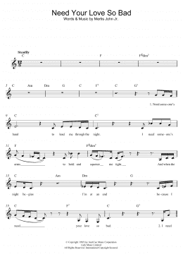 page one of Need Your Love So Bad (Lead Sheet / Fake Book)