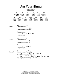 page one of I Am Your Singer (Guitar Chords/Lyrics)