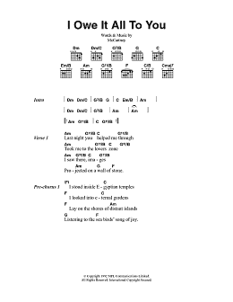 page one of I Owe It All To You (Guitar Chords/Lyrics)