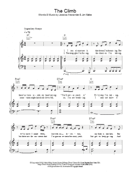 page one of The Climb (from Hannah Montana: The Movie) (Piano, Vocal & Guitar Chords)