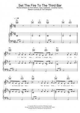 page one of Set The Fire To The Third Bar (Piano, Vocal & Guitar Chords)