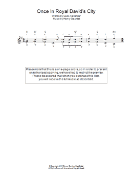 page one of Once In Royal David's City (Easy Guitar)