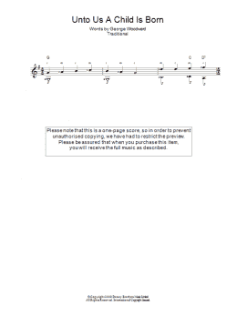 page one of Unto Us A Boy Is Born (Easy Guitar)