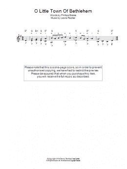 page one of O Little Town Of Bethlehem (Easy Guitar)