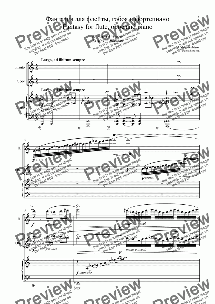 page one of "Marbella Fantasy" for flute, oboe & piano