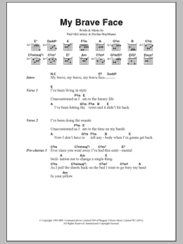 page one of My Brave Face (Guitar Chords/Lyrics)