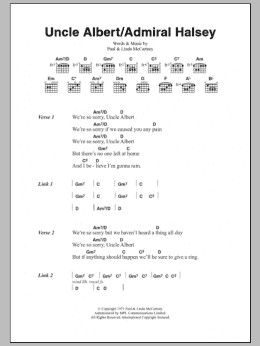 page one of Uncle Albert / Admiral Halsey (Guitar Chords/Lyrics)