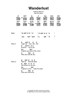 page one of Wanderlust (Guitar Chords/Lyrics)