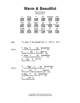 page one of Warm & Beautiful (Guitar Chords/Lyrics)