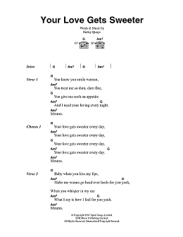 page one of Your Love Gets Sweeter (Guitar Chords/Lyrics)