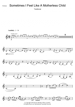 page one of Sometimes I Feel Like A Motherless Child (Clarinet Solo)