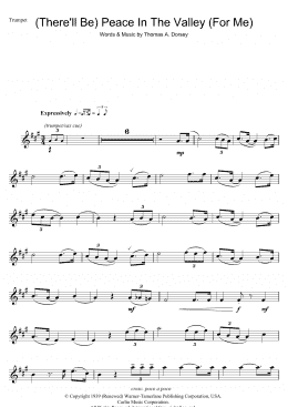 page one of (There'll Be) Peace In The Valley (For Me) (Trumpet Solo)