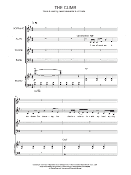 page one of The Climb (from Hannah Montana: The Movie) (SATB Choir)