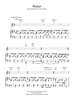 page one of Rosyln (Piano, Vocal & Guitar Chords)