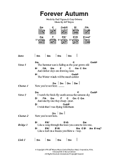 page one of Forever Autumn (from War Of The Worlds) (Guitar Chords/Lyrics)