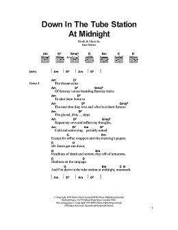 page one of Down In The Tube Station At Midnight (Guitar Chords/Lyrics)