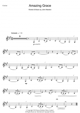page one of Amazing Grace (Clarinet Solo)