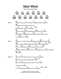 page one of Idiot Wind (Guitar Chords/Lyrics)