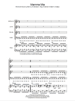 page one of Mamma Mia (SATB Choir)