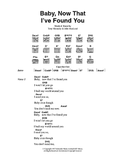 page one of Baby, Now That I've Found You (Guitar Chords/Lyrics)