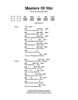 page one of Masters Of War (Guitar Chords/Lyrics)