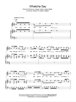 page one of Whatcha Say (Piano, Vocal & Guitar Chords)