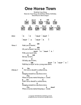 page one of One Horse Town (Guitar Chords/Lyrics)