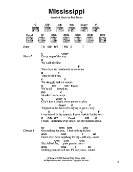 page one of Mississippi (Guitar Chords/Lyrics)