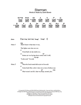 page one of Starman (Guitar Chords/Lyrics)