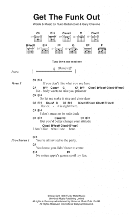 page one of Get The Funk Out (Guitar Chords/Lyrics)