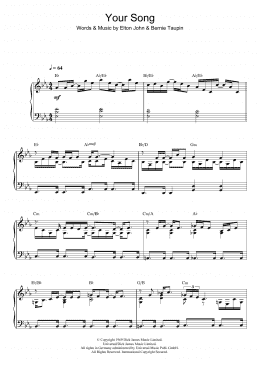 page one of Your Song (Piano Solo)