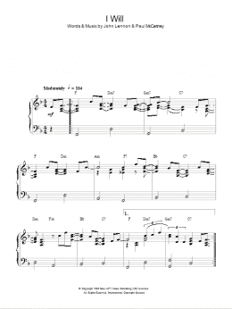page one of I Will (Piano Solo)