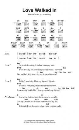 page one of Love Walked In (Guitar Chords/Lyrics)