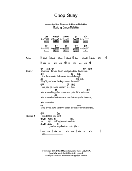 page one of Chop Suey! (Guitar Chords/Lyrics)