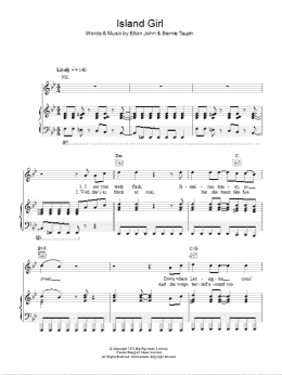 page one of Island Girl (Piano, Vocal & Guitar Chords)