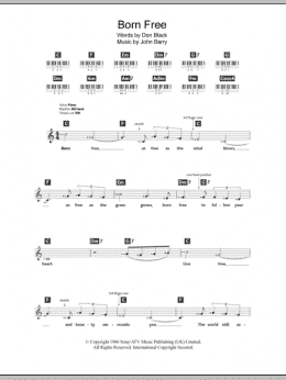 page one of Born Free (Piano Chords/Lyrics)