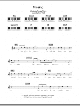 page one of Missing (Piano Chords/Lyrics)