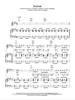 page one of Animal (Piano, Vocal & Guitar Chords)