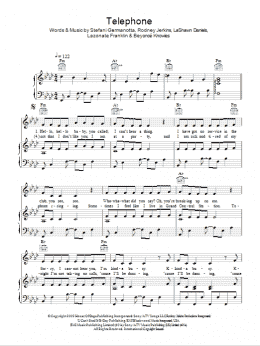 page one of Telephone (Piano, Vocal & Guitar Chords)