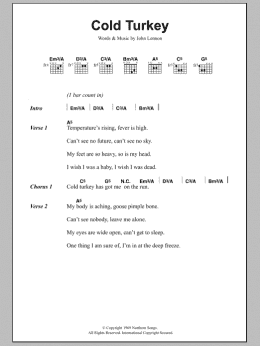 page one of Cold Turkey (Guitar Chords/Lyrics)