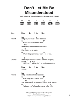 page one of Don't Let Me Be Misunderstood (Guitar Chords/Lyrics)