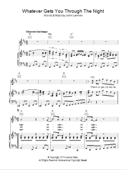 page one of Whatever Gets You Through The Night (Piano, Vocal & Guitar Chords)