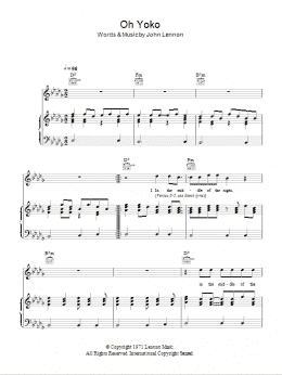 page one of Oh Yoko (Piano, Vocal & Guitar Chords)